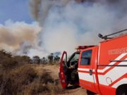 San Luis: controlan los focos de incendio en Papagayos; uno permanece bajo guardia de cenizas