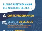 San Luis: desde el lunes 29 y por 3 días cortarán el ramal «Las terneras» del Acueducto del Oeste