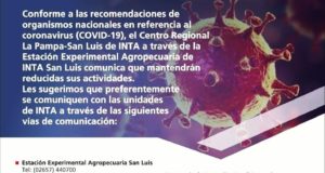 Inta reduce sus actividades en San Luis