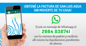 Coronavirus: se puede obtener la factura de San Luis Agua por WhatsApp
