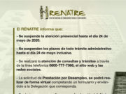 El RENATRE mantendrá la atención remota hasta el 24 de mayo