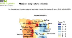Las mínimas del lunes llegaron a -7° en la provincia de San Luis