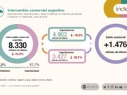 El intercambio comercial dejó en julio un superávit de US$ 1.476 millones