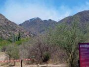 Continúan los trabajos de bomberos y brigadistas por un incendio entre Luján y San Martín