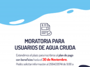 San Luis Agua extendió la moratoria para usuarios de agua cruda hasta el 30 de noviembre