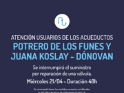 Reparaciones: San Luis Agua cortará por dos días el Acueducto Potrero de los Funes