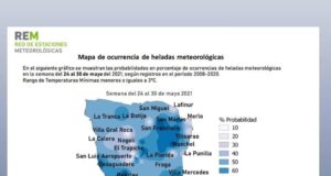 San Luis: mapas con probables heladas para la última semana de mayo y la primera de junio