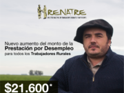 El RENATRE aumenta la Prestación por Desempleo para los trabajadores rurales a $21.600