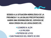 San Luis: por la falta de lluvias, habrá menos agua cruda para cuatro localidades