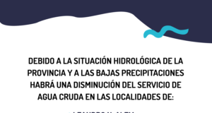 San Luis: por la falta de lluvias, habrá menos agua cruda para cuatro localidades