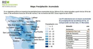 San Luis: llovió en 45 localidades entre 5 y 48 milímetros