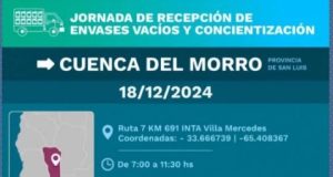 San Luis: recibirán este miércoles envases vacíos de fitosanitarios de la Cuenca del Morro