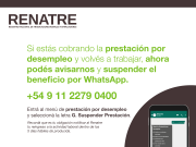 El RENATRE presentó la nueva modalidad para notificar el reingreso laboral a través de WhatsApp, las 24 horas y todo el año