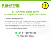 El RENATRE alerta sobre posibles estafas a trabajadores rurales