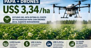 Un estudio del INTA estima en US$ 3,34 por hectárea el costo de pulverizar papa con drones